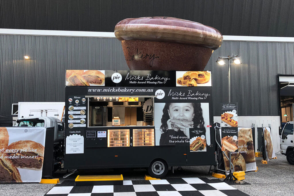 Custom Made Inflatable Pie On Top Of A Food Van